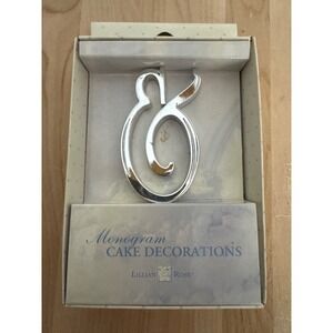 Lillian Rose Silver Monogram Cake Topper Letter E Wedding Anniversary Decor